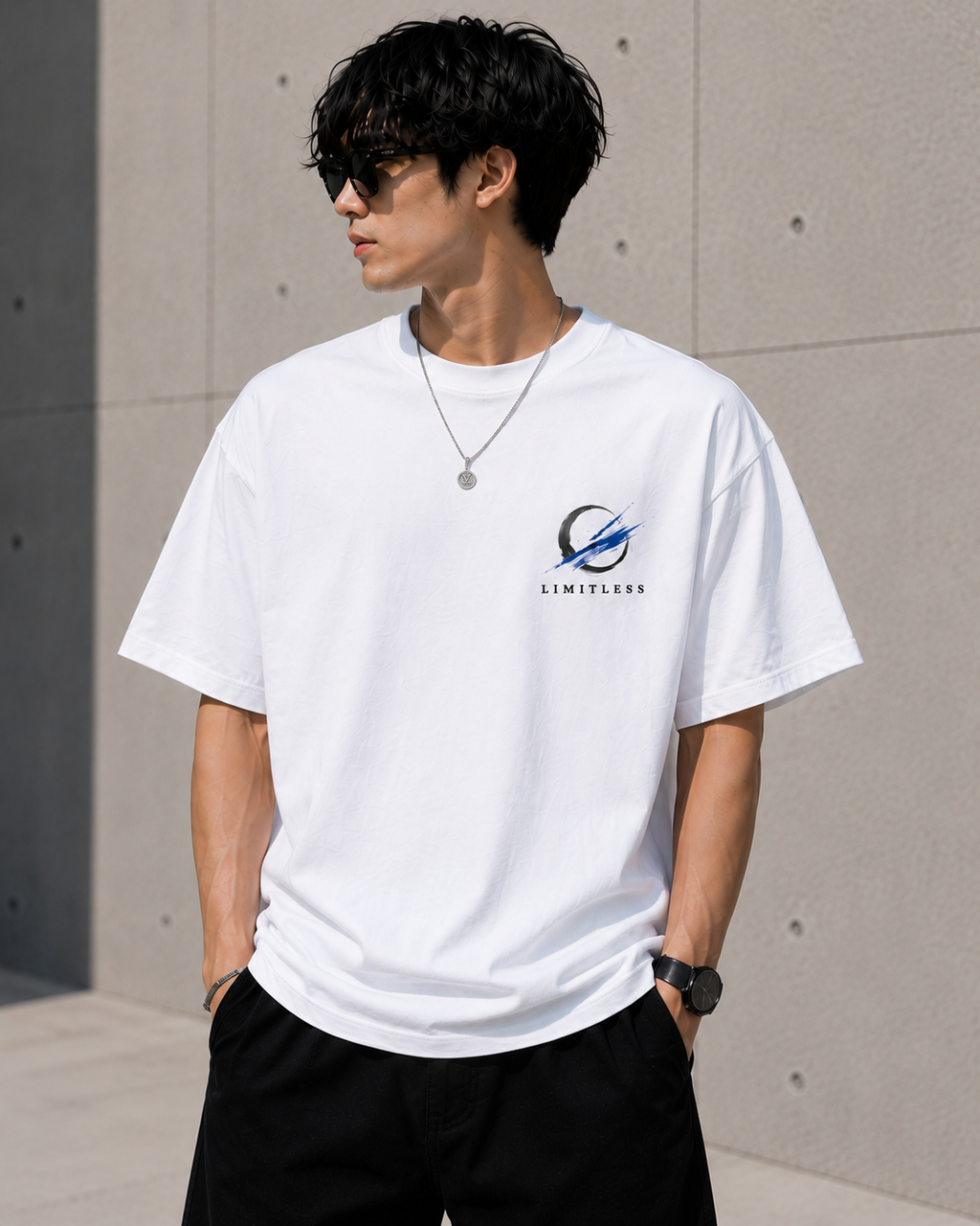 Men's Don't Stop Until You're Proud Anime Graphic Oversized White T-Shirt