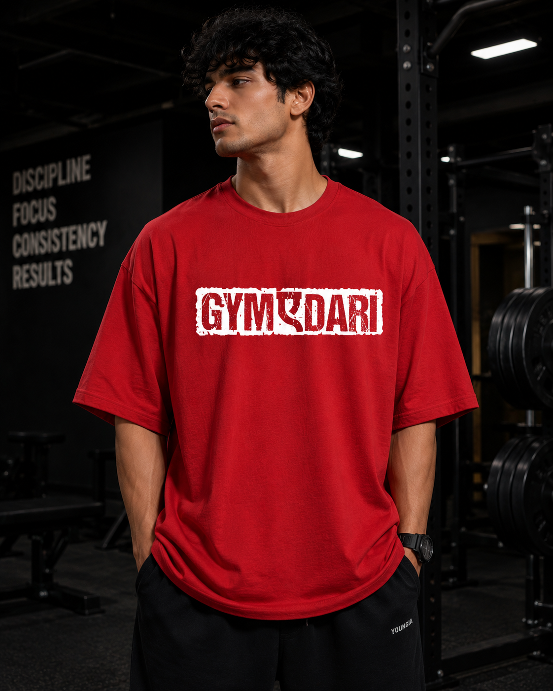 Men's Oversized Red Gym T-Shirt